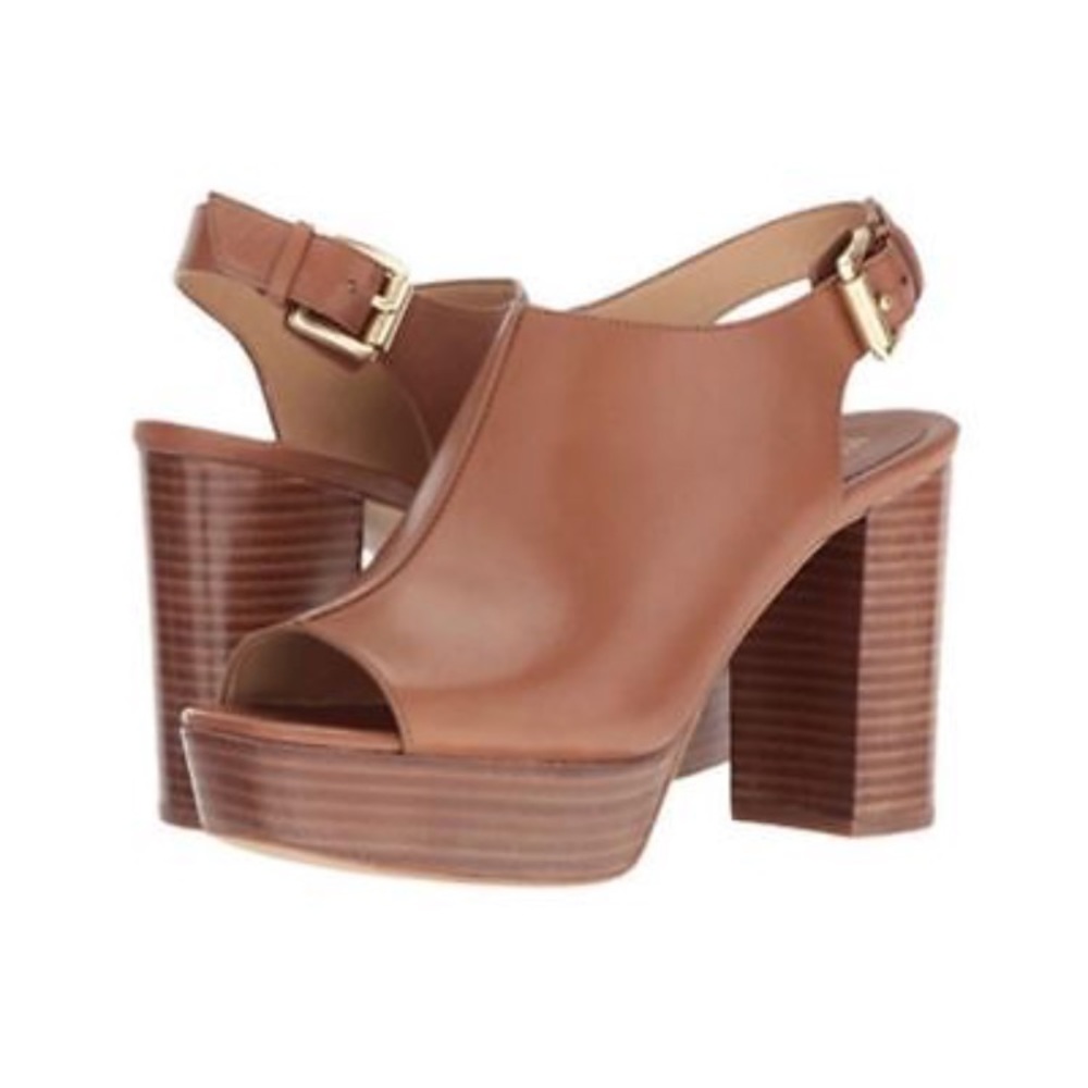 Michael Kors Luggage Piper Sling Peep Toe Heels